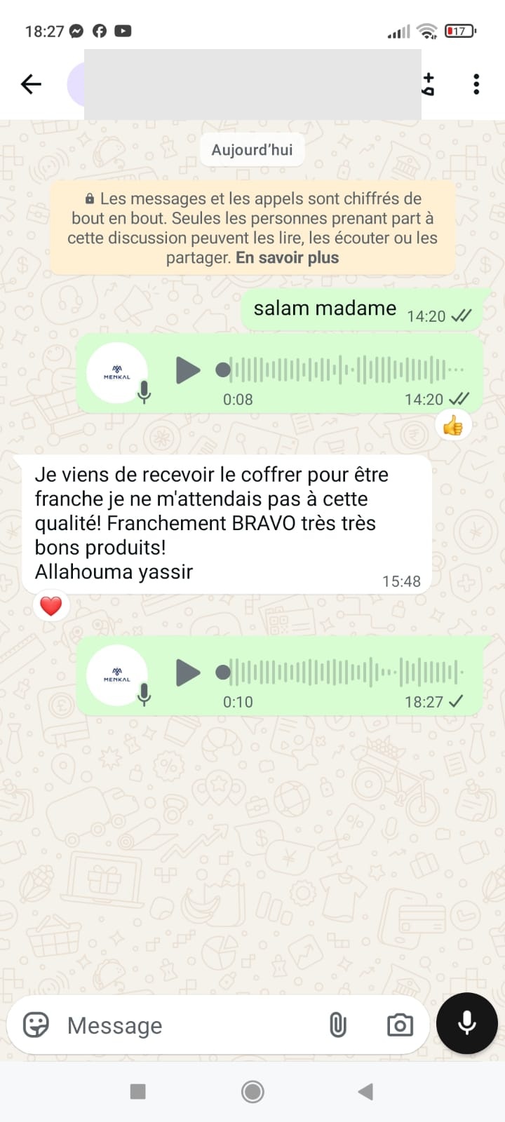 Avis client Menkal